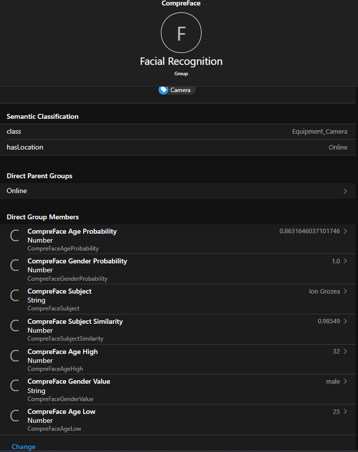 CompreFace Model Items in Openhab